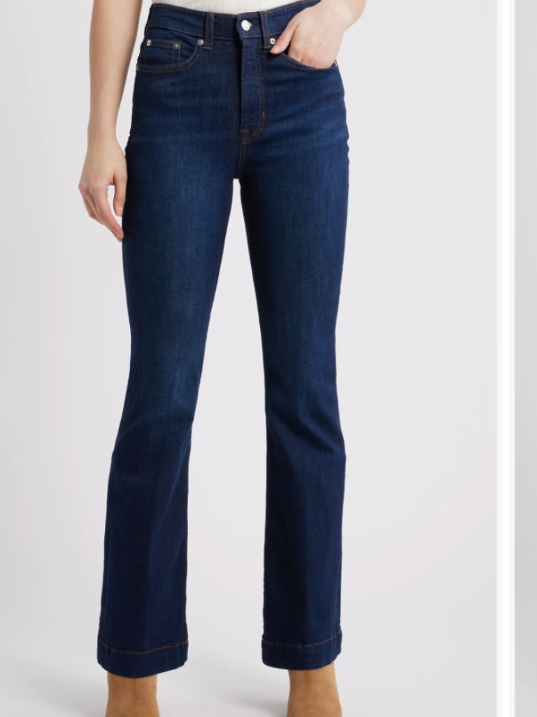Spanx Spanxsculpt Dark Blue Bootcut Flare Jeans Pull On Xs Petite